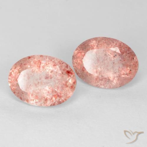 2.34 ct natürliche Erdiges Rosa Erdbeerquarz-Edelsteine, Oval, Lichtdurchlässig