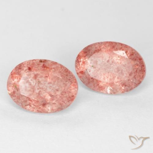 2.49 ct natürliche hellrose-rosa Erdbeerquarz-Edelsteine, Oval, Lichtdurchlässig