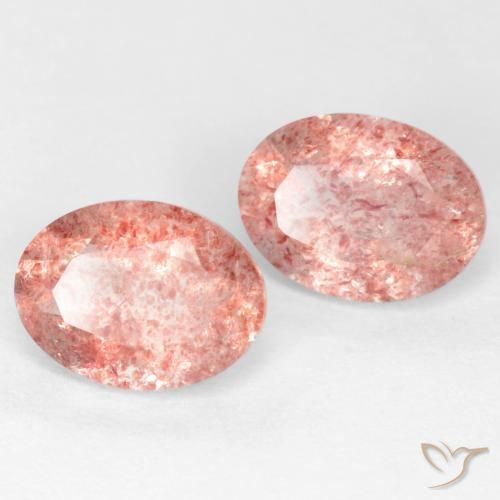 2.39 ct natürliche Mittelrosa Erdbeerquarz-Edelsteine, Oval, Lichtdurchlässig