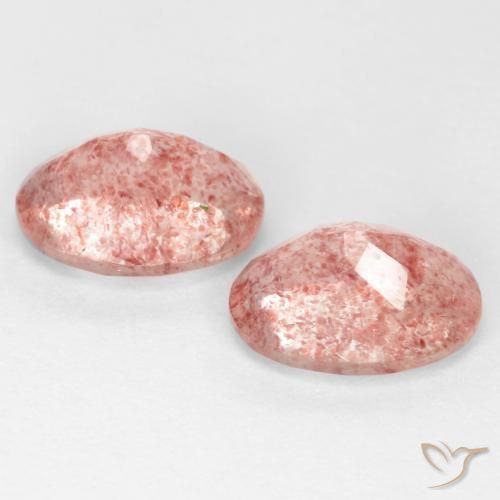 2.39 ct natürliche Mittelrosa Erdbeerquarz-Edelsteine, Oval, Lichtdurchlässig