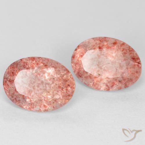 2.29 ct natürliche hellrose-rosa Erdbeerquarz-Edelsteine, Oval, Lichtdurchlässig