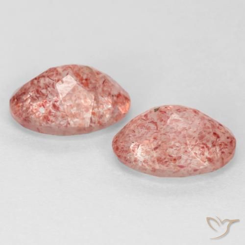 2.29 ct natürliche hellrose-rosa Erdbeerquarz-Edelsteine, Oval, Lichtdurchlässig