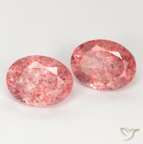2.33 ct natürliche Rosenholz Rosa Erdbeerquarz-Edelsteine, Oval, Lichtdurchlässig