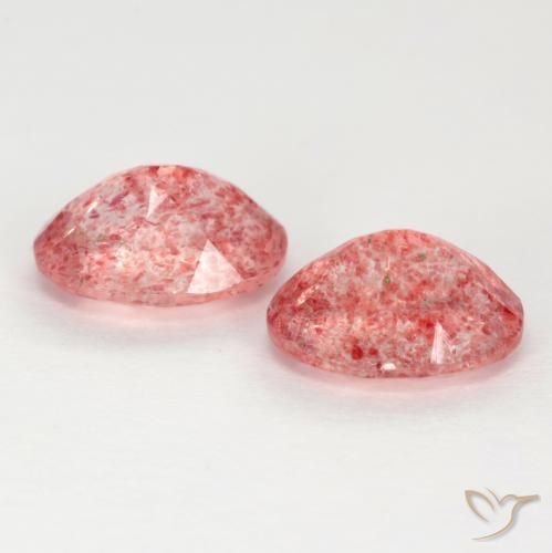 2.33 ct natürliche Rosenholz Rosa Erdbeerquarz-Edelsteine, Oval, Lichtdurchlässig