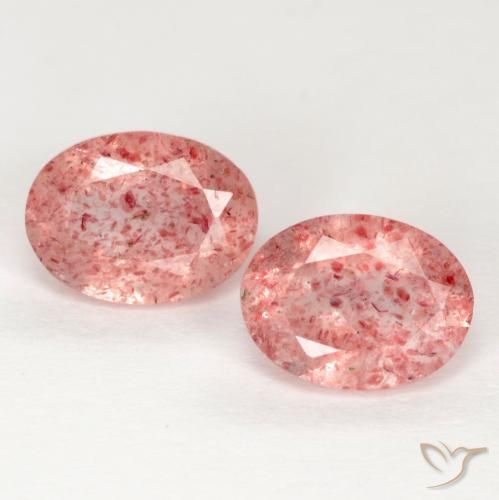 2,24 ct natürliche rosafarbener Erdbeerquarz-Edelsteine, Oval Schliff, Lichtdurchlässig