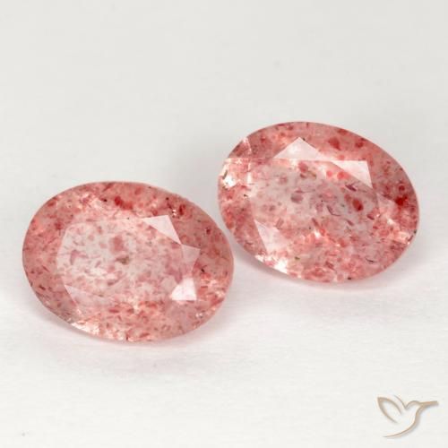 2,24 ct natürliche rosafarbener Erdbeerquarz-Edelsteine, Oval Schliff, Lichtdurchlässig