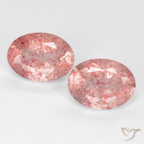 2.33ctw Natürlicher Helles Hot Pink Erdbeerquarz, Oval, Lichtdurchlässig
