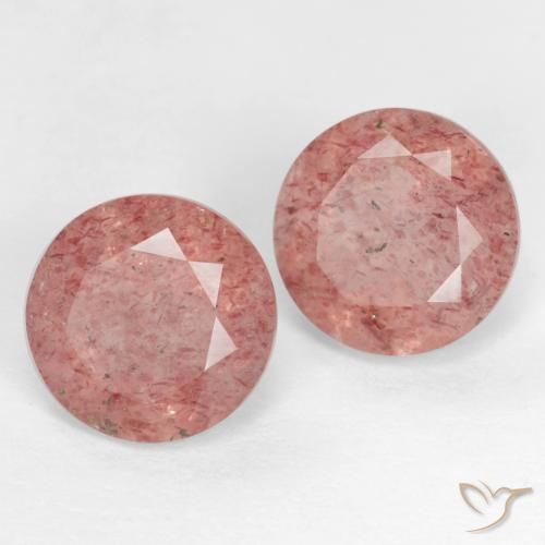 2.65 ct natürliche Mittel-Hellrosa Erdbeerquarz-Edelsteine, Runden, Lichtdurchlässig