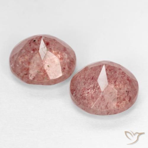 2.65 ct natürliche Mittel-Hellrosa Erdbeerquarz-Edelsteine, Runden, Lichtdurchlässig