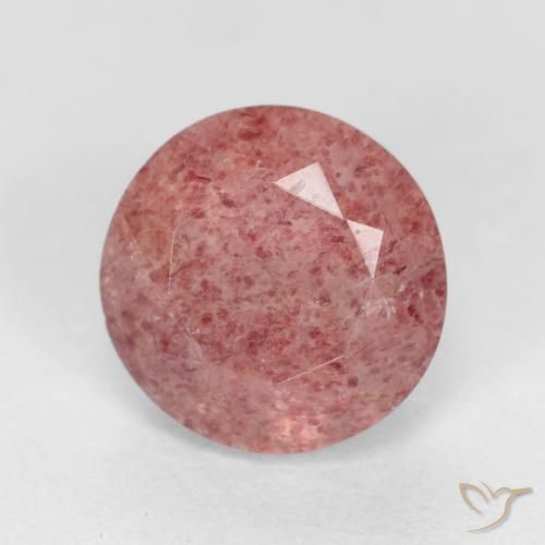 1.36ct Natürlicher Mittelrosa Erdbeerquarz, Runden, Lichtdurchlässig