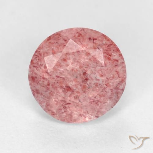 1.31ct Natürlicher Mittelrosa Erdbeerquarz, Runden, Lichtdurchlässig
