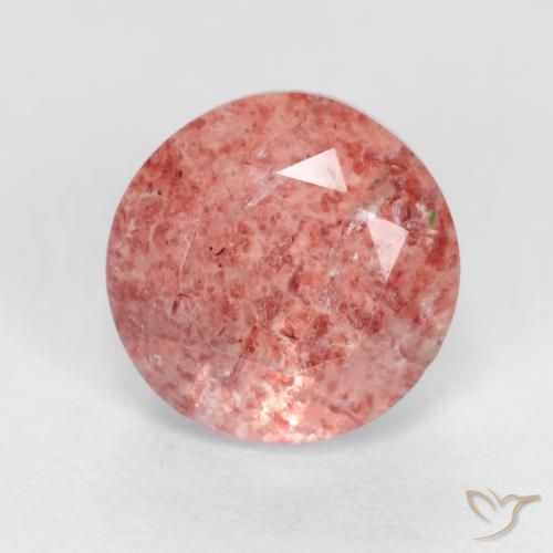 1.50ct Natürlicher rötlich-rosa Erdbeerquarz, Runden, Lichtdurchlässig