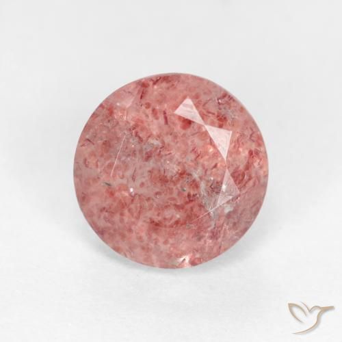 1.24ct Natürlicher hellrose-rosa Erdbeerquarz, Runden, Lichtdurchlässig