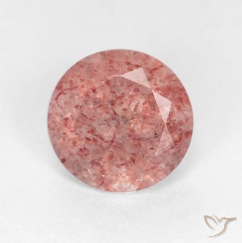 1.25ct Natürlicher Mittel-Hellrosa Erdbeerquarz, Runden, Lichtdurchlässig