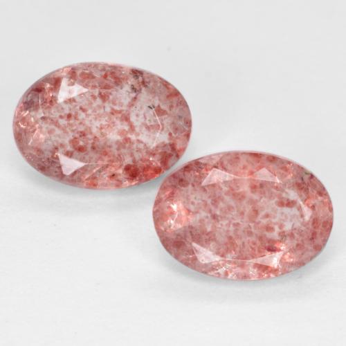 1.46 ct natürliche hellrose-rosa Erdbeerquarz-Edelsteine, Oval Schliff, Lichtdurchlässig