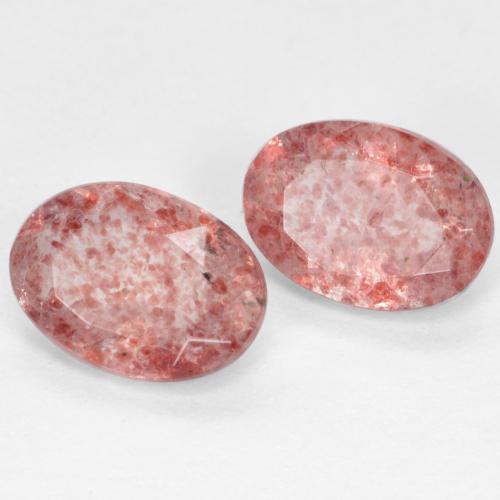 1.46 ct natürliche hellrose-rosa Erdbeerquarz-Edelsteine, Oval Schliff, Lichtdurchlässig