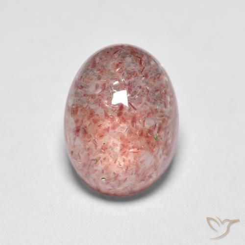 1.59ct Natürlicher Erdiges Rosa Erdbeerquarz, Oval, Lichtdurchlässig