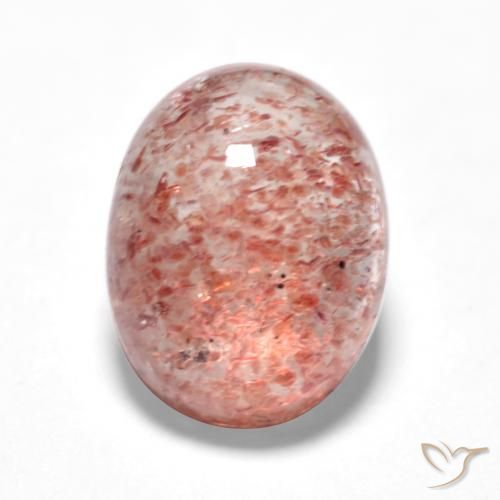 1.48ct Natürlicher Mittel-Hellrosa Erdbeerquarz, Oval, Lichtdurchlässig