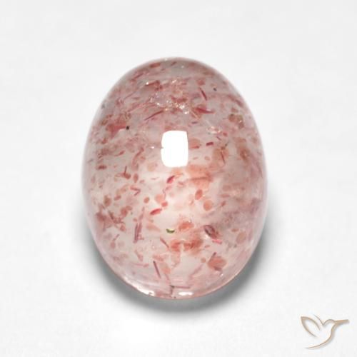 1.58ct Natürlicher Flamingorosa Erdbeerquarz, Oval, Lichtdurchlässig