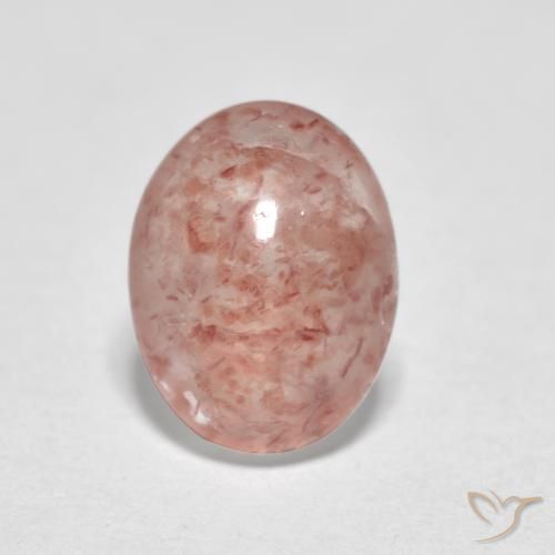 0.99ct Natürlicher Mittelrosa Erdbeerquarz, Oval, Lichtdurchlässig