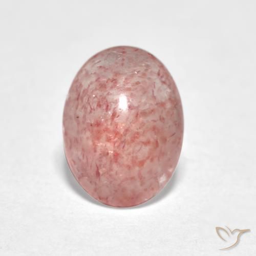 0.96ct Natürlicher Erdiges Rosa Erdbeerquarz, Oval, Lichtdurchlässig