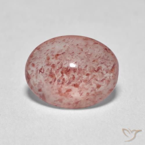 0.98ct Natürlicher Mittel-Hellrosa Erdbeerquarz, Oval, Lichtdurchlässig