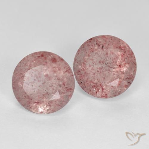 3.88 ct natürliche hellrosa Erdbeerquarz-Edelsteine, Runden, Lichtdurchlässig