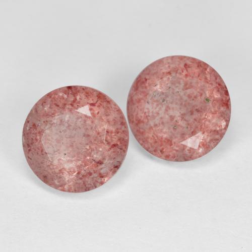 3.69 ct natürliche hellrose-rosa Erdbeerquarz-Edelsteine, Rund Schliff, Lichtdurchlässig