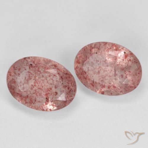 2.92 ct natürliche Mittelrosa Erdbeerquarz-Edelsteine, Oval, Lichtdurchlässig