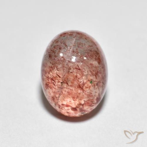 2.46ct Natürlicher Helles Ziegelrot Erdbeerquarz, Oval, Transparent