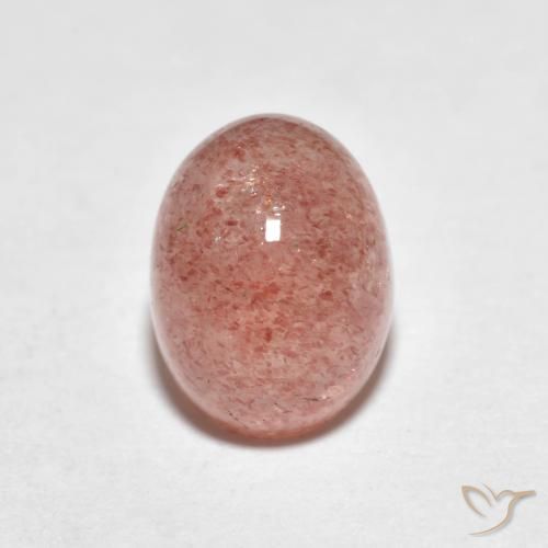 9,17 ctw natürlicher Marienkäfer Rot Erdbeerquarz, Oval, Lichtdurchlässig