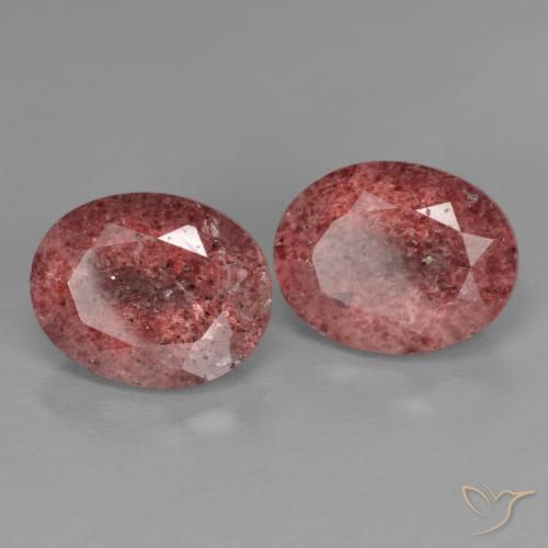 5.26 ct natürliche Mittelrosa Erdbeerquarz-Edelsteine, Oval, Transparent
