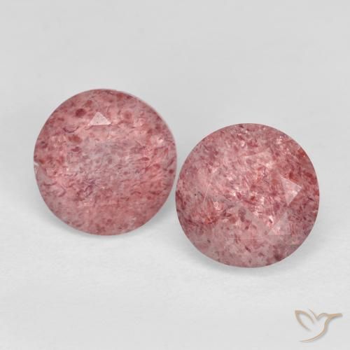 2.60 ct natürliche hellrose-rosa Erdbeerquarz-Edelsteine, Runden, Lichtdurchlässig