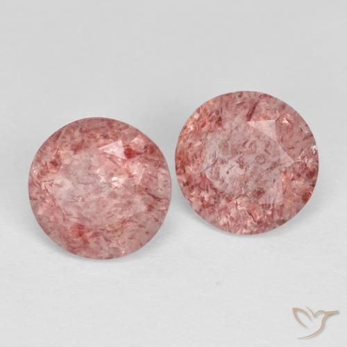 2.34 ct natürliche hellrose-rosa Erdbeerquarz-Edelsteine, Runden, Transparent