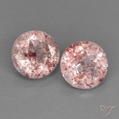 2.66 ct natürliche hellrosa Erdbeerquarz-Edelsteine, Runden, Transparent