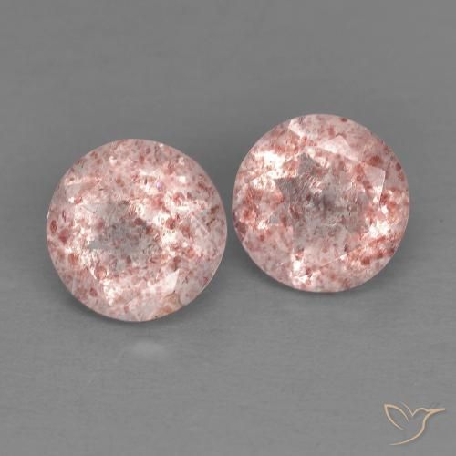 2.50 ct natürliche hellrosa Erdbeerquarz-Edelsteine, Runden, Transparent