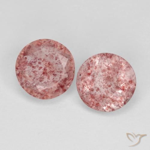 2.23ctw Natürlicher Dunkelpink Erdbeerquarz, Runden, Transparent