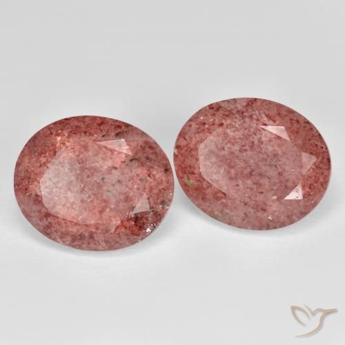 8.99 ct natürliche Mittelrosa Erdbeerquarz-Edelsteine, Oval, Transparent
