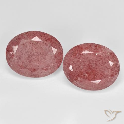 9.13ctw Natürlicher Dunkelpink Erdbeerquarz, Oval, Lichtdurchlässig
