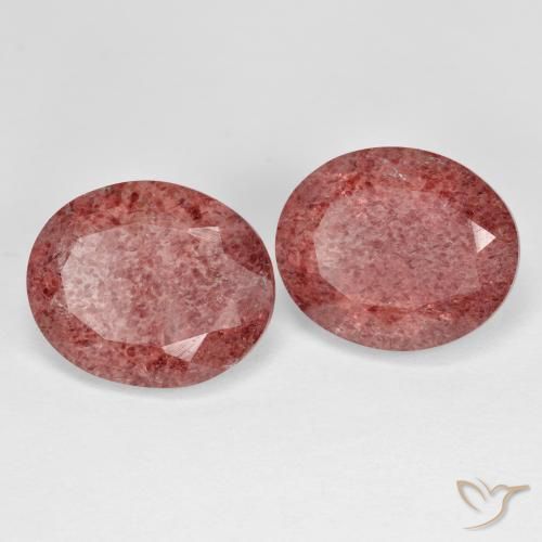 8.31ctw Natürlicher rötlich-rosa Erdbeerquarz, Oval, Transparent