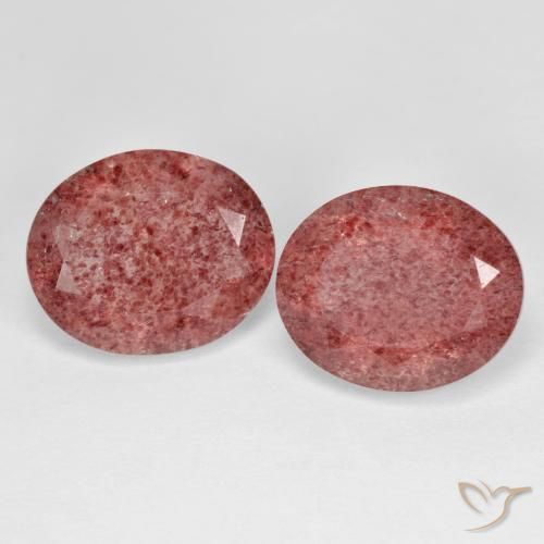 8.31 ct natürliche rötlich-rosa Erdbeerquarz-Edelsteine, Oval, Transparent
