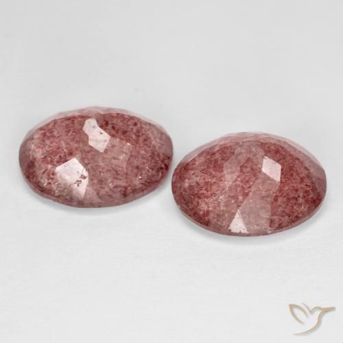 8.31 ct natürliche rötlich-rosa Erdbeerquarz-Edelsteine, Oval, Transparent