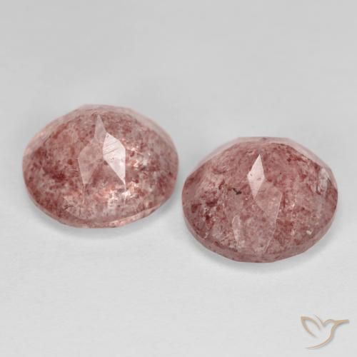 6.61 ct natürliche Mittel-Hellrosa Erdbeerquarz-Edelsteine, Runden, Transparent