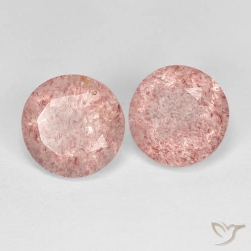3.27 ct natürliche hellrosa Erdbeerquarz-Edelsteine, Runden, Transparent