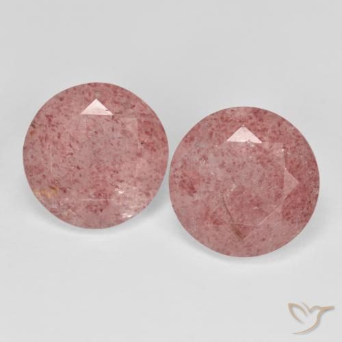 6.94ctw Natürlicher Rosa Ton Erdbeerquarz, Runden, Transparent