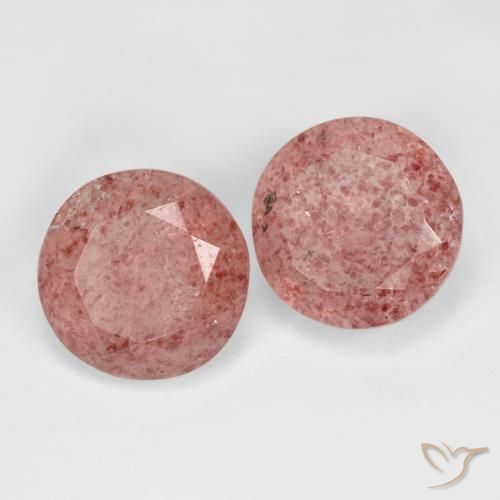 7.14 ct natürliche Mittelrosa Erdbeerquarz-Edelsteine, Runden, Lichtdurchlässig