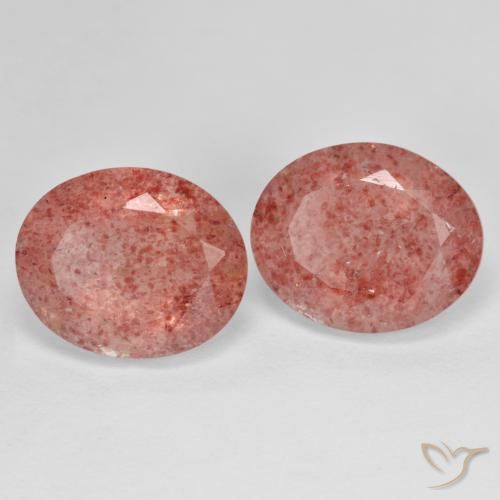 9.62 ct natürliche Mittelrosa Erdbeerquarz-Edelsteine, Oval, Lichtdurchlässig