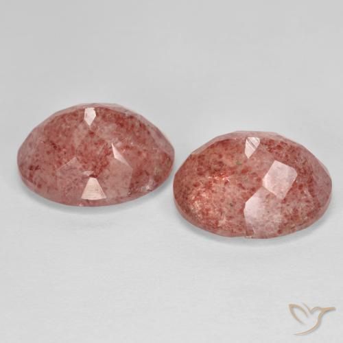 9.62 ct natürliche Mittelrosa Erdbeerquarz-Edelsteine, Oval, Lichtdurchlässig