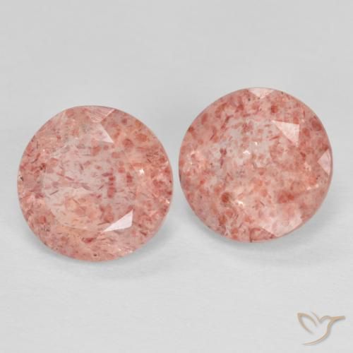 2.19 ct natürliche rose-rosa Erdbeerquarz-Edelsteine, Runden, Transparent