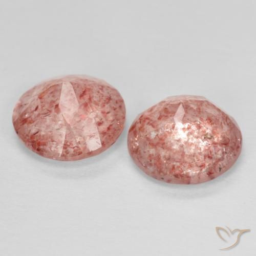 2.19 ct natürliche rose-rosa Erdbeerquarz-Edelsteine, Runden, Transparent